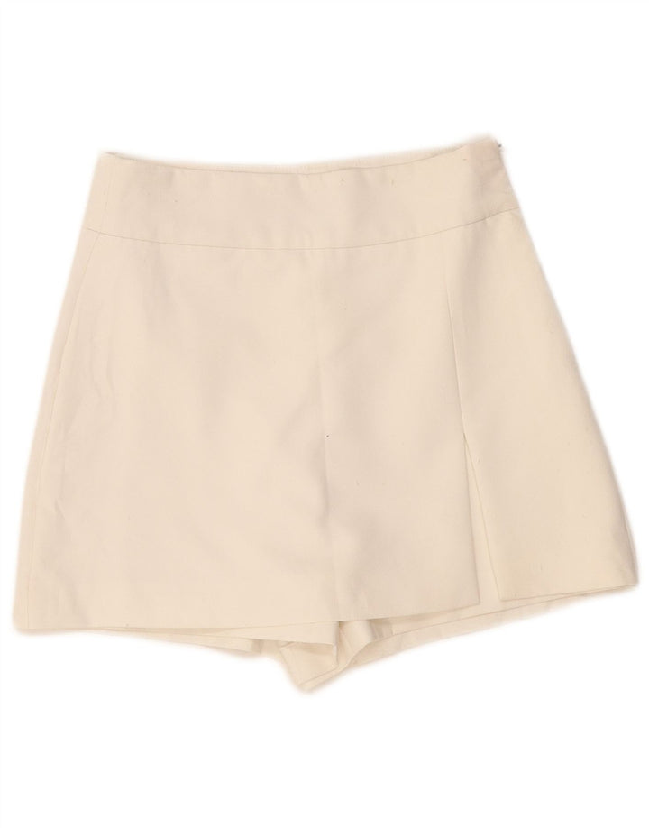 Gonna corta a vita alta da donna ZARA UK 8 piccola bianca in poliestere