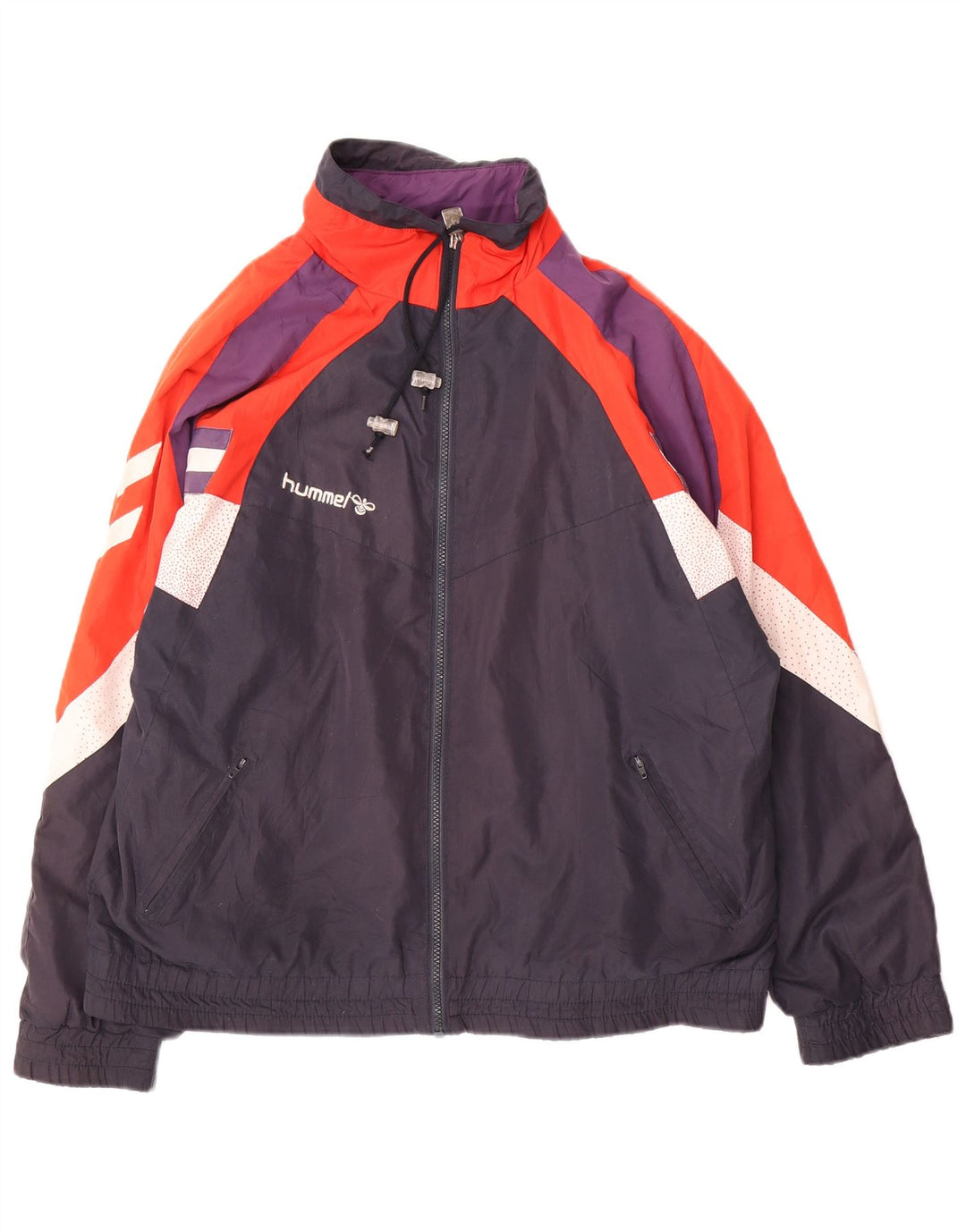 Hummel Mens Loose Fit Tracksuit Top Jacket Small Navy Blue Colourblock