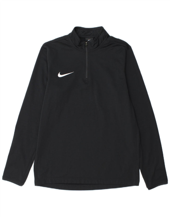 Top della tuta da ginnastica Nike Dri Fit con collo e zip da uomo, poliestere nero medio