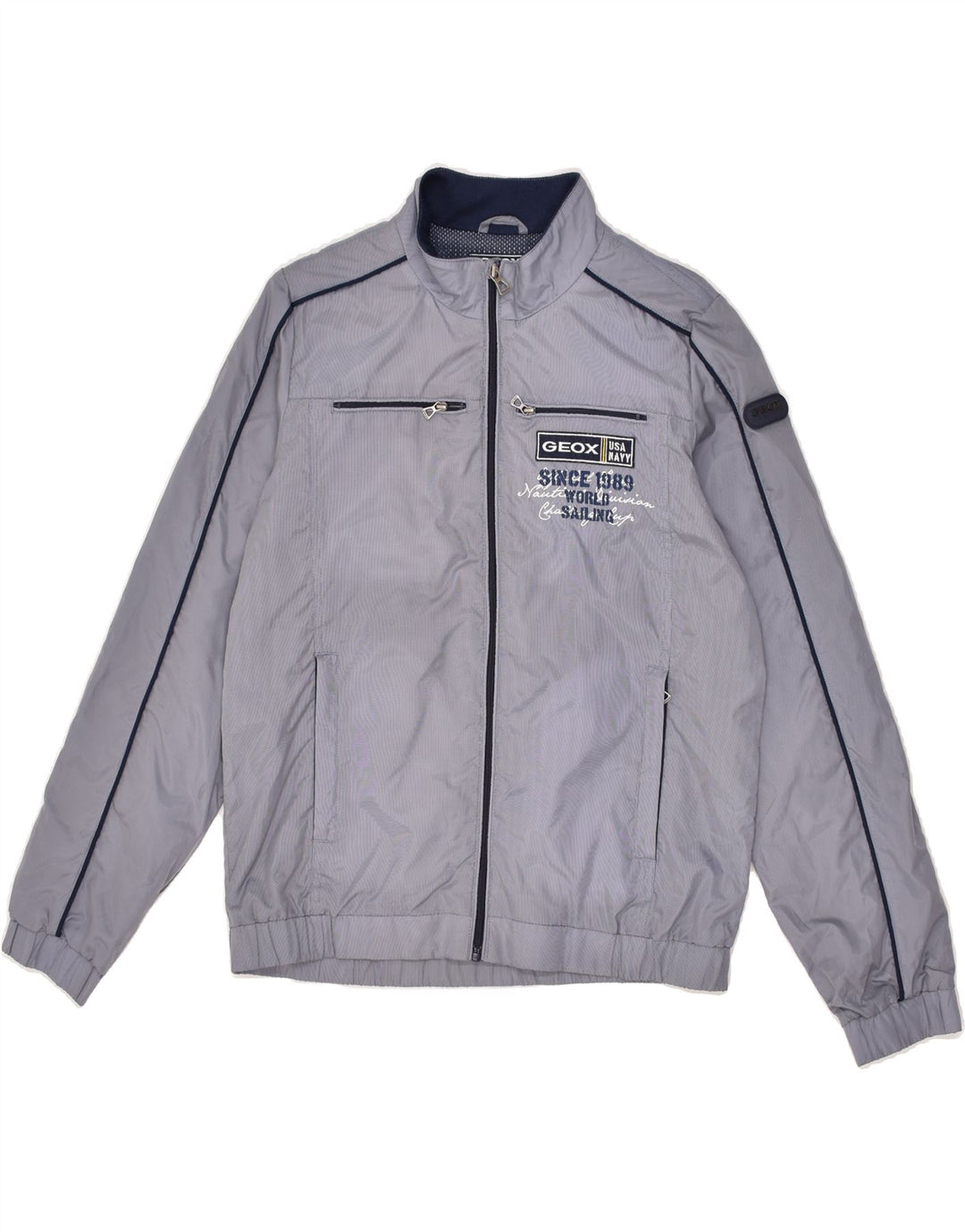 GEOX Boys Respira Graphic Bomber Jacket 13-14 Years Blue Polyester | Vintage Geox | Thrift | Second-Hand Geox | Used Clothing | Messina Hembry 