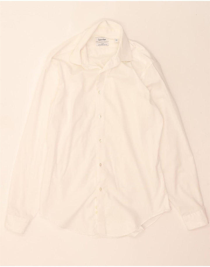 CALVIN KLEIN Mens Slim Fit Shirt Size 16 Large White Vintage Calvin Klein and Second-Hand Calvin Klein from Messina Hembry 