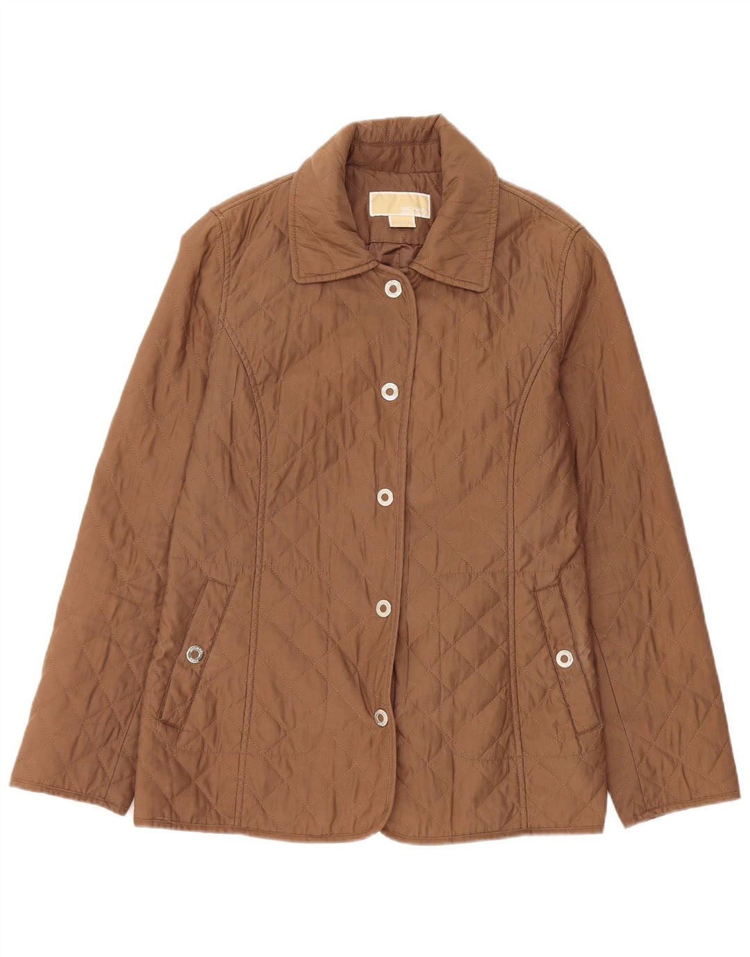 Giacca trapuntata da donna Michael Kors UK 14 Poliestere marrone medio