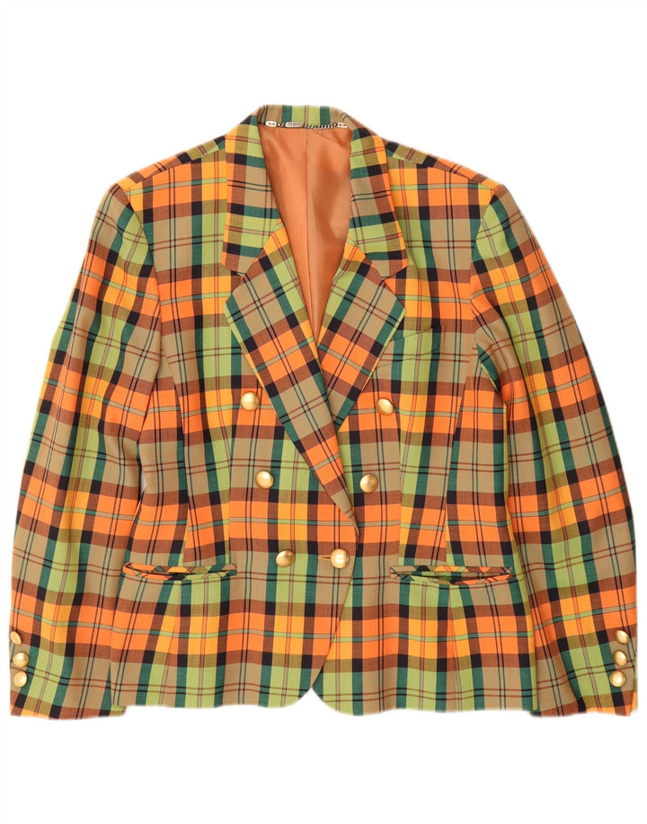 HMC Womens Double Breasted Blazer Jacket UK 12 Medium Multicoloured Check