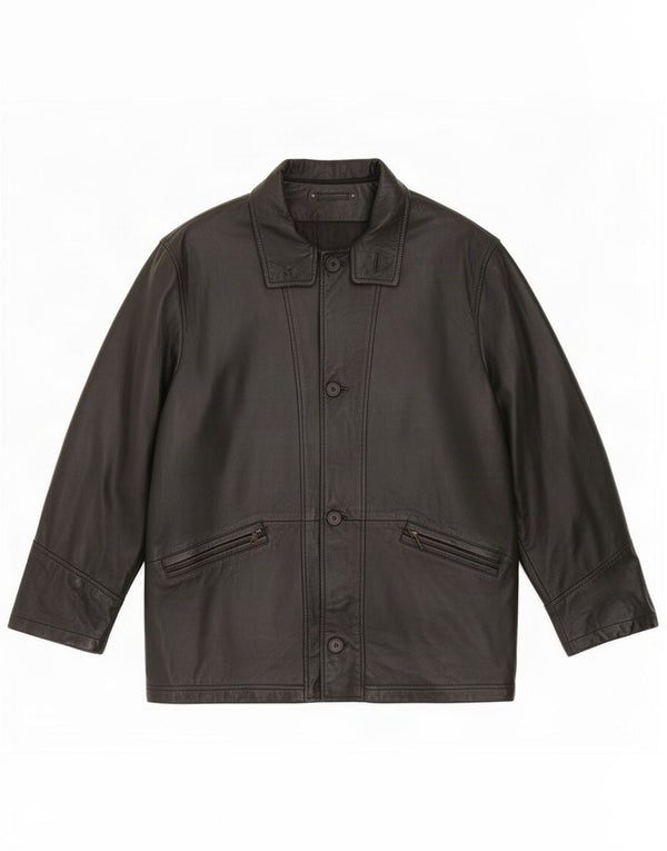 Vintage hombres chaqueta de cuero Reino Unido 36 pequeño negro clásico