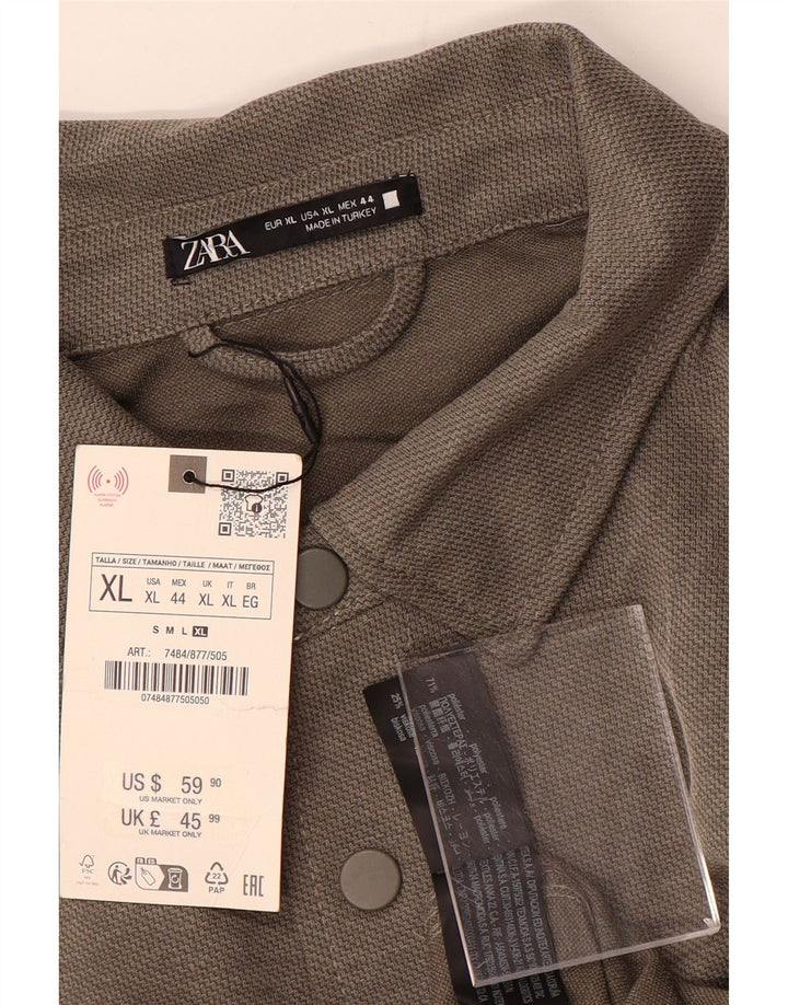 Zara Mens Flannel Shirt XL Brown Polyester