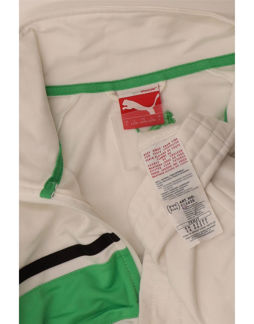 Puma Mens Tracksuit Top Jacket Large White Colourblock Polyester Sports