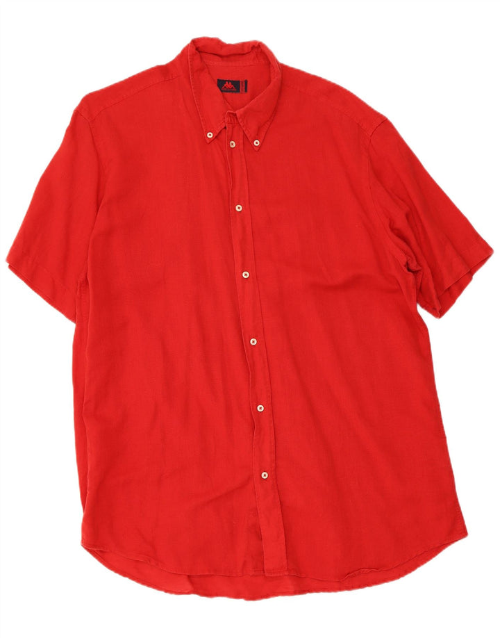 Kappa Mens Short Sleeve Shirt 2XL Red Cotton