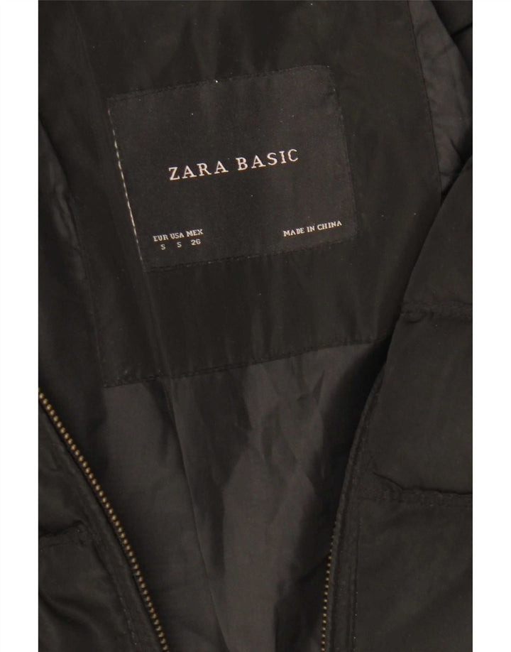Zara Womens Padded Coat UK 10 Small Black Polyester