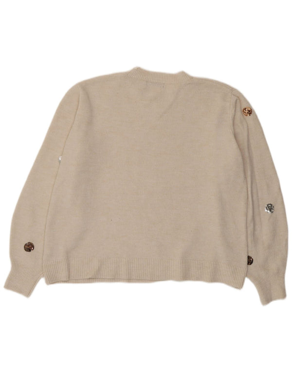 Maglione maglione girocollo da donna Marks & Spencer UK 18 XL bianco sporco maculato