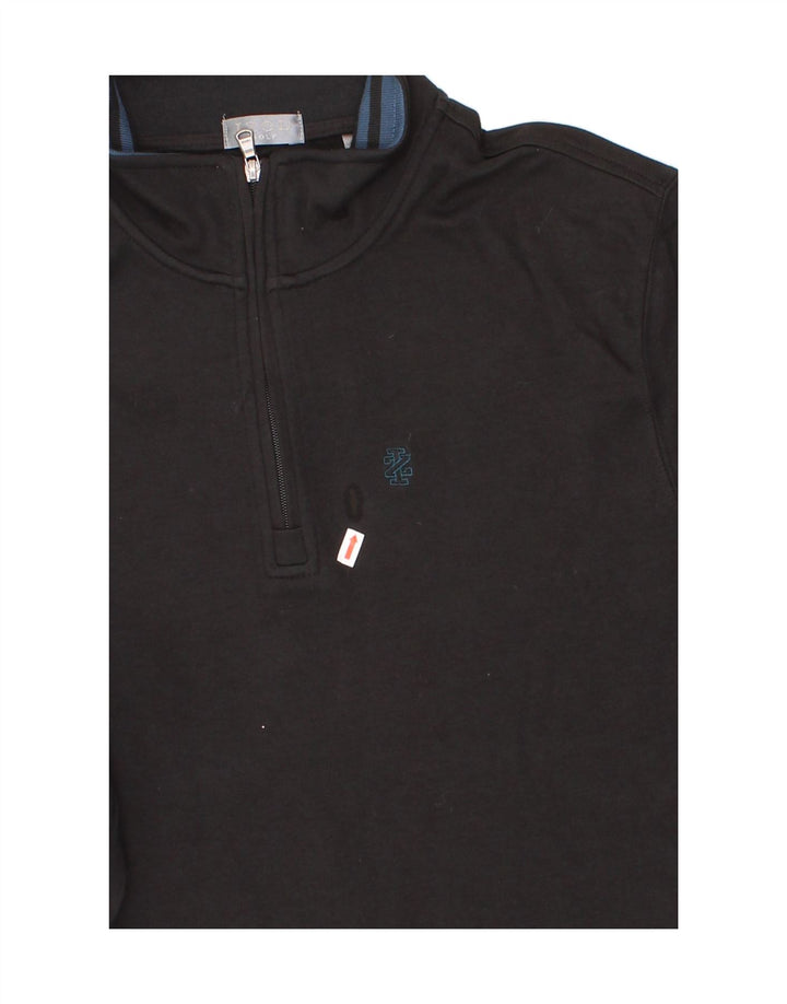 IZOD Mens Golf Zip Neck Sweatshirt Jumper Large Black Cotton Vintage Izod and Second-Hand Izod from Messina Hembry 