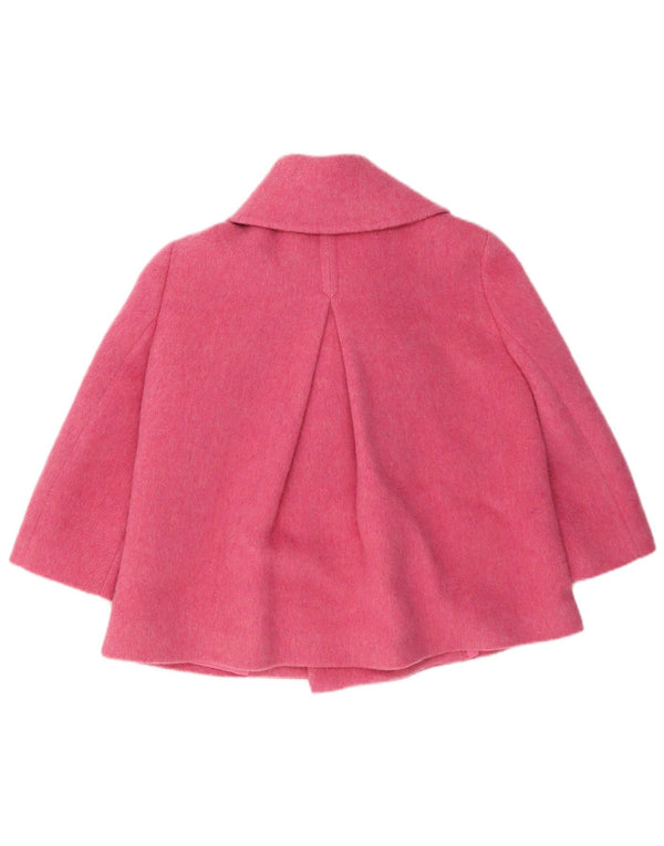 Stefanel Womens Short 3/4 Sleeve Pea Coat US 8 Medium Pink Wool
