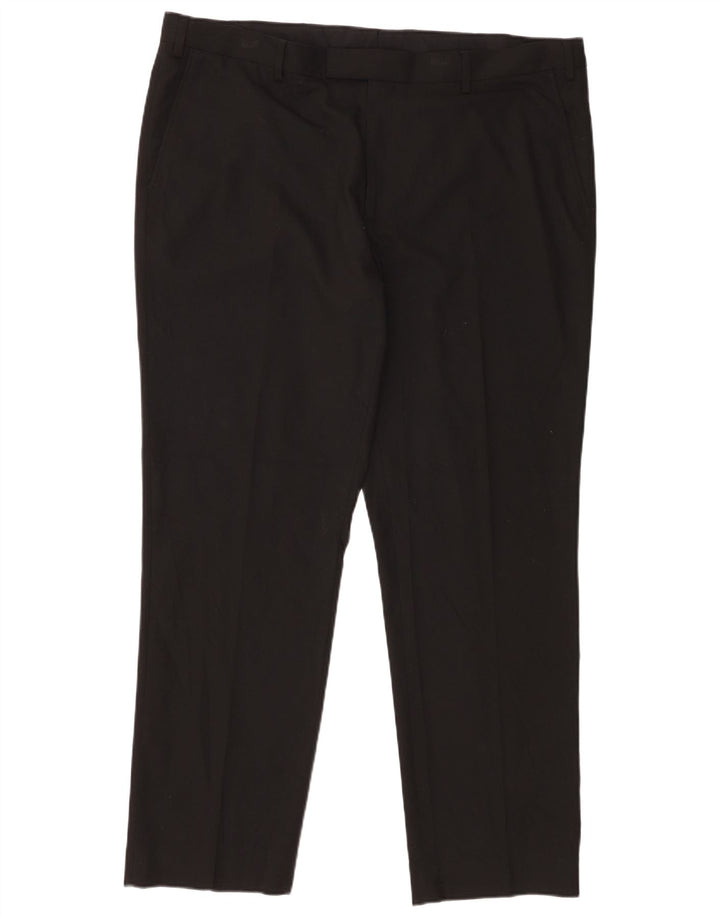 Marks & Spencer Herren-Anzughose mit normaler Passform, W42, L31, schwarzes Polyester