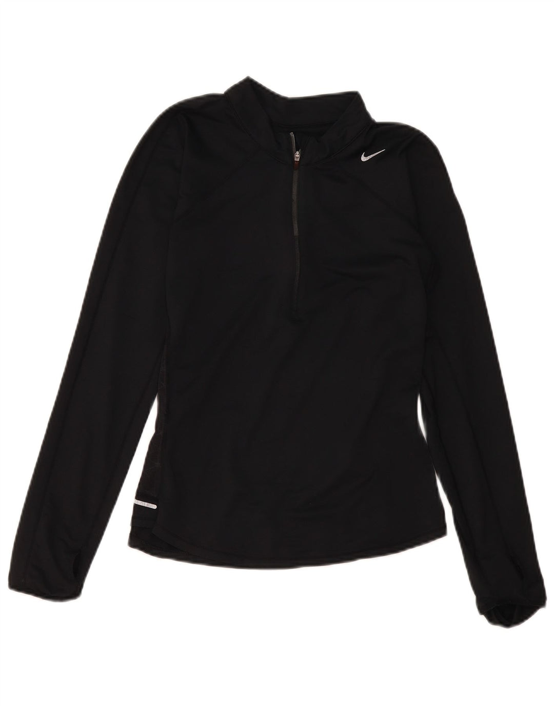 Nike Dame Dri Fit Pullover med lynlås-hals Træningsdragt Top UK 12 Medium Sort