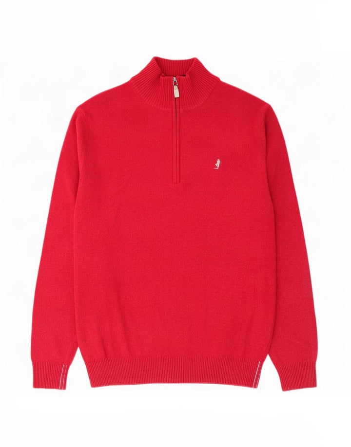 Marlboro Classics Herre Zip Neck Jumper Sweater Large Rød Uld
