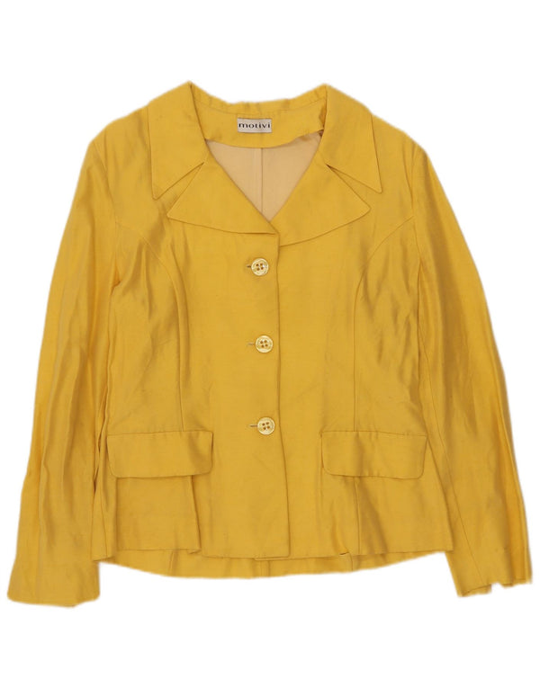 Jaqueta blazer feminina de 3 botões MOTIVI UK 10 pequena amarela