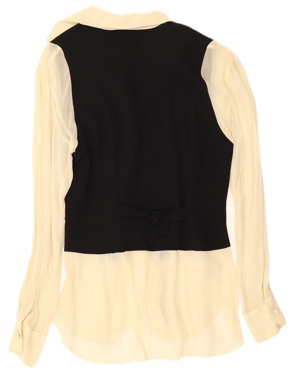 Moschino Camicia da donna Camicetta UK 12 Acetato color block medio nero