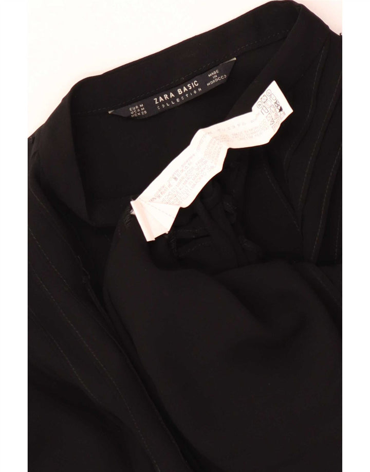 Zara Damen-Hemdbluse mit Frontschnürung, übergroß, Gr. 14, mittelschwarz gefleckt