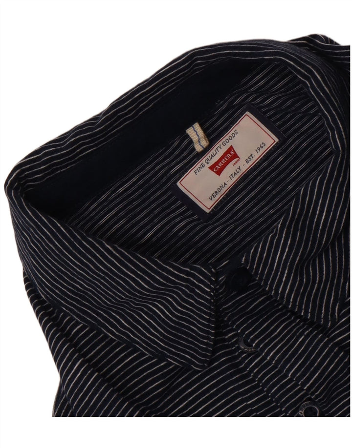 Carrera Mens Polo Shirt Small Navy Blue Pinstripe