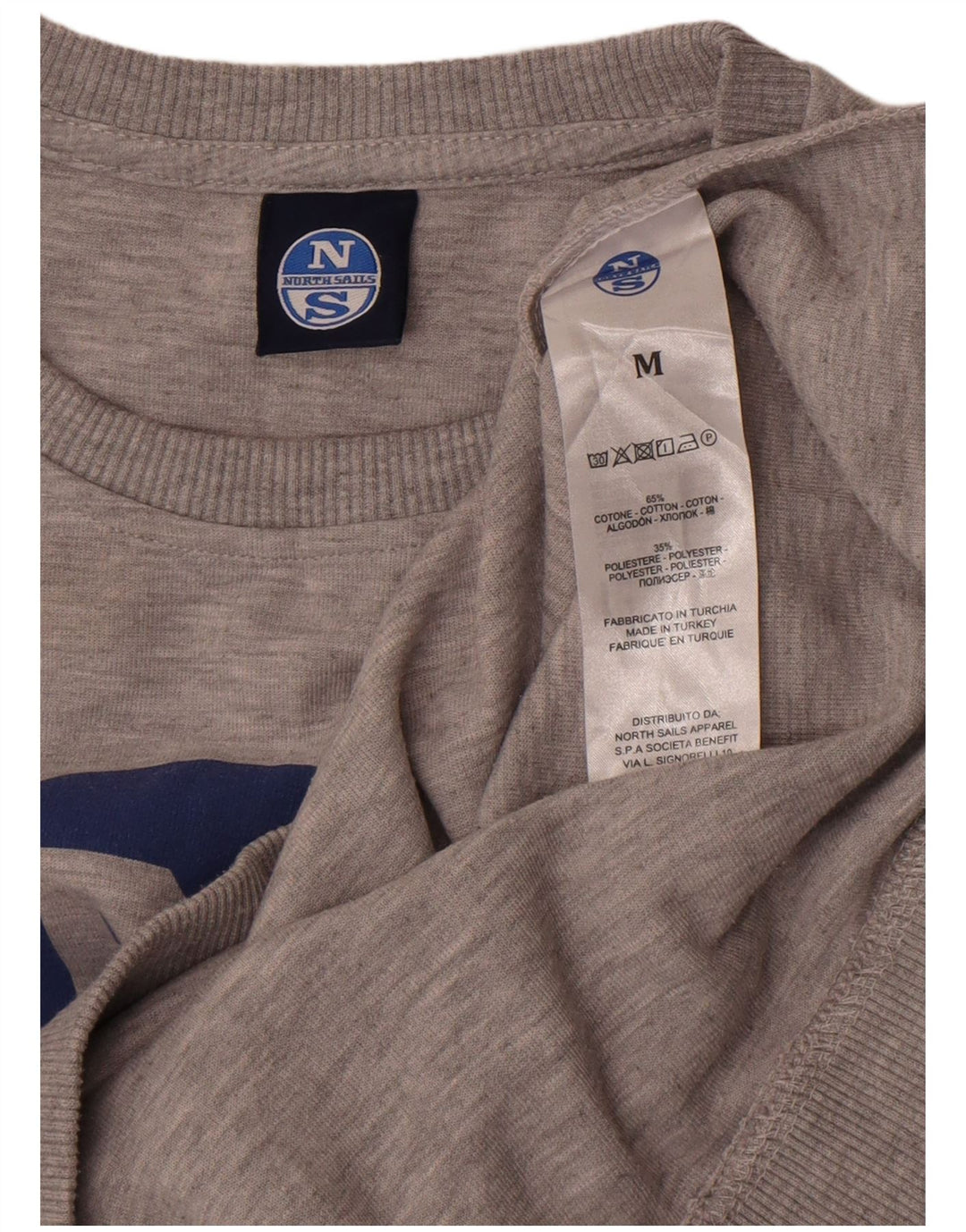 North Sails Mens Graphic Sweatshirt Jumper Medium Grey Flecked Cotton