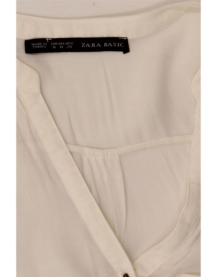 Zara Womens 3/4 Sleeve Blouse Top UK 12 Medium White