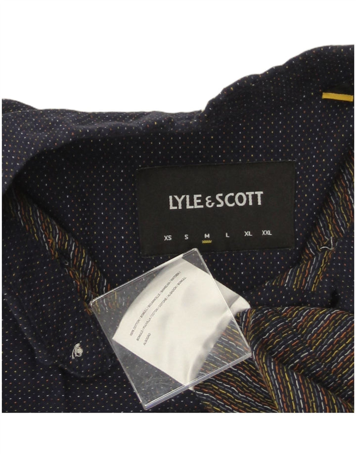 Cămașă pentru bărbați LYLE & SCOTT, bumbac cu pete, albastru bleumarin mediu