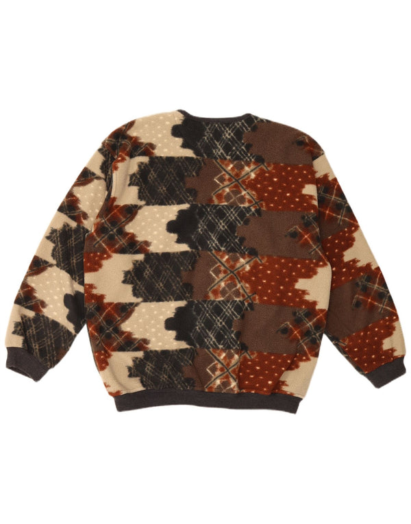Vintage Mens Fleece Jacket IT 50 Medium Multicoloured Geometric Polyester