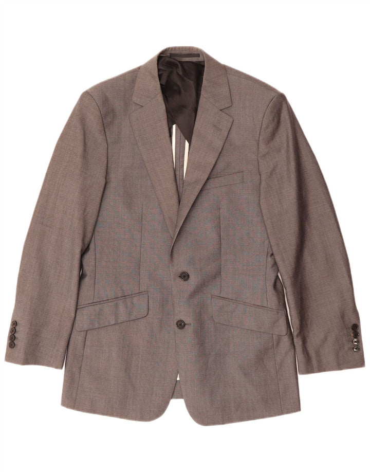 Reiss Mens 2 Button Blazer Jacket UK 38 Medium Grey Wool