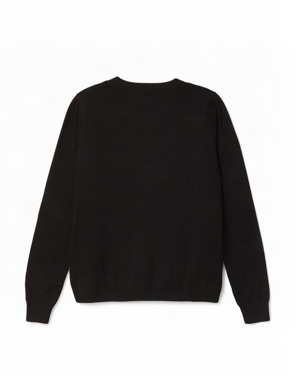 Damski sweter Marks & Spencer z graficznym dekoltem w łódkę, UK 12, średni czarny