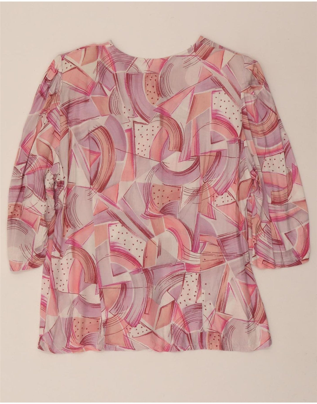 C&A Womens Abstract Pattern 3/4 Sleeve Shirt Blouse EU 42 Large Pink Vintage C&A and Second-Hand C&A from Messina Hembry 