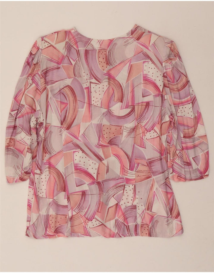 C&A Womens Abstract Pattern 3/4 Sleeve Shirt Blouse EU 42 Large Pink Vintage C&A and Second-Hand C&A from Messina Hembry 