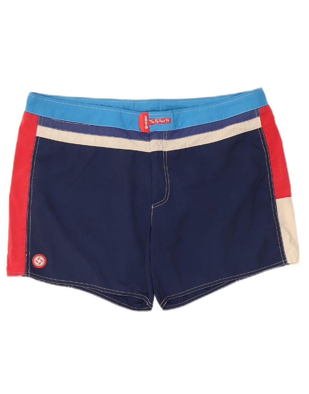 COLMAR Mens Swimming Shorts IT 54 Large  Navy Blue Colourblock Polyester Vintage Colmar and Second-Hand Colmar from Messina Hembry 
