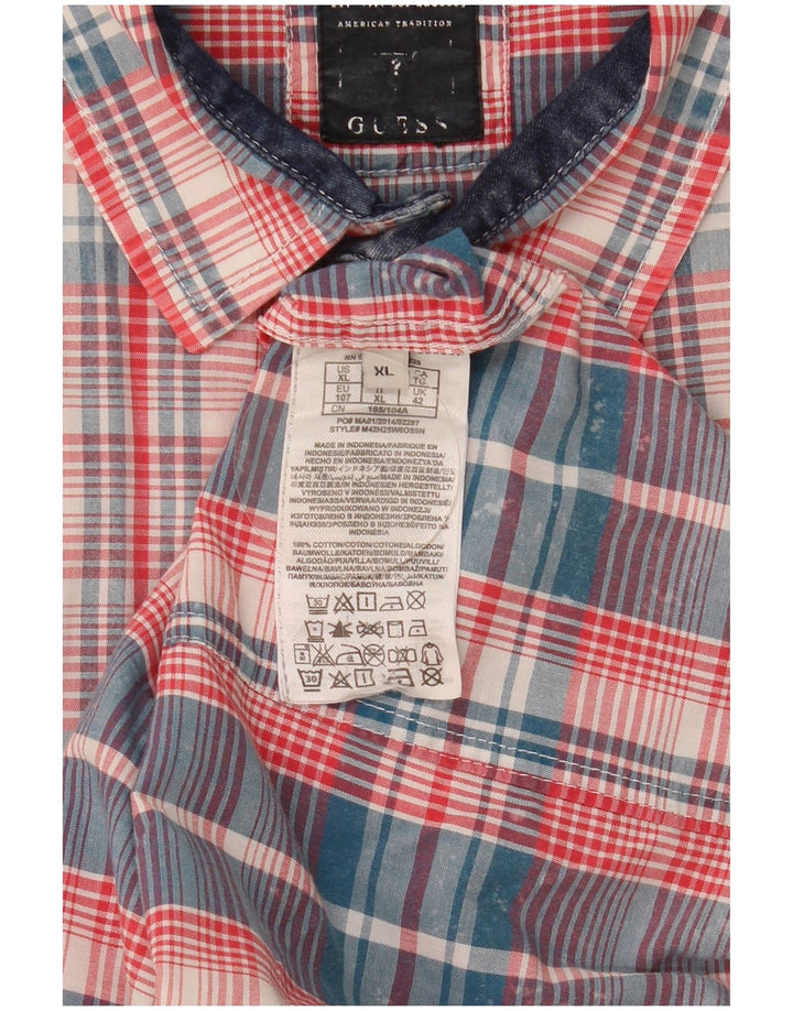 Guess Mens Short Sleeve Shirt XL Multicoloured Plaid Cotton
