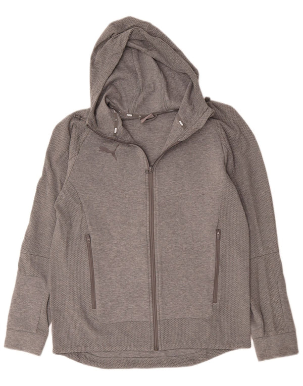 Puma Sweat à capuche zippé pour homme en viscose mouchetée Gris Large