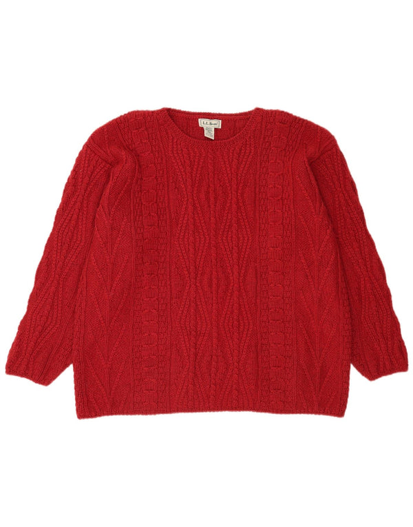 Maglione maglione girocollo da donna L.L.Bean UK 18 XL lana rossa