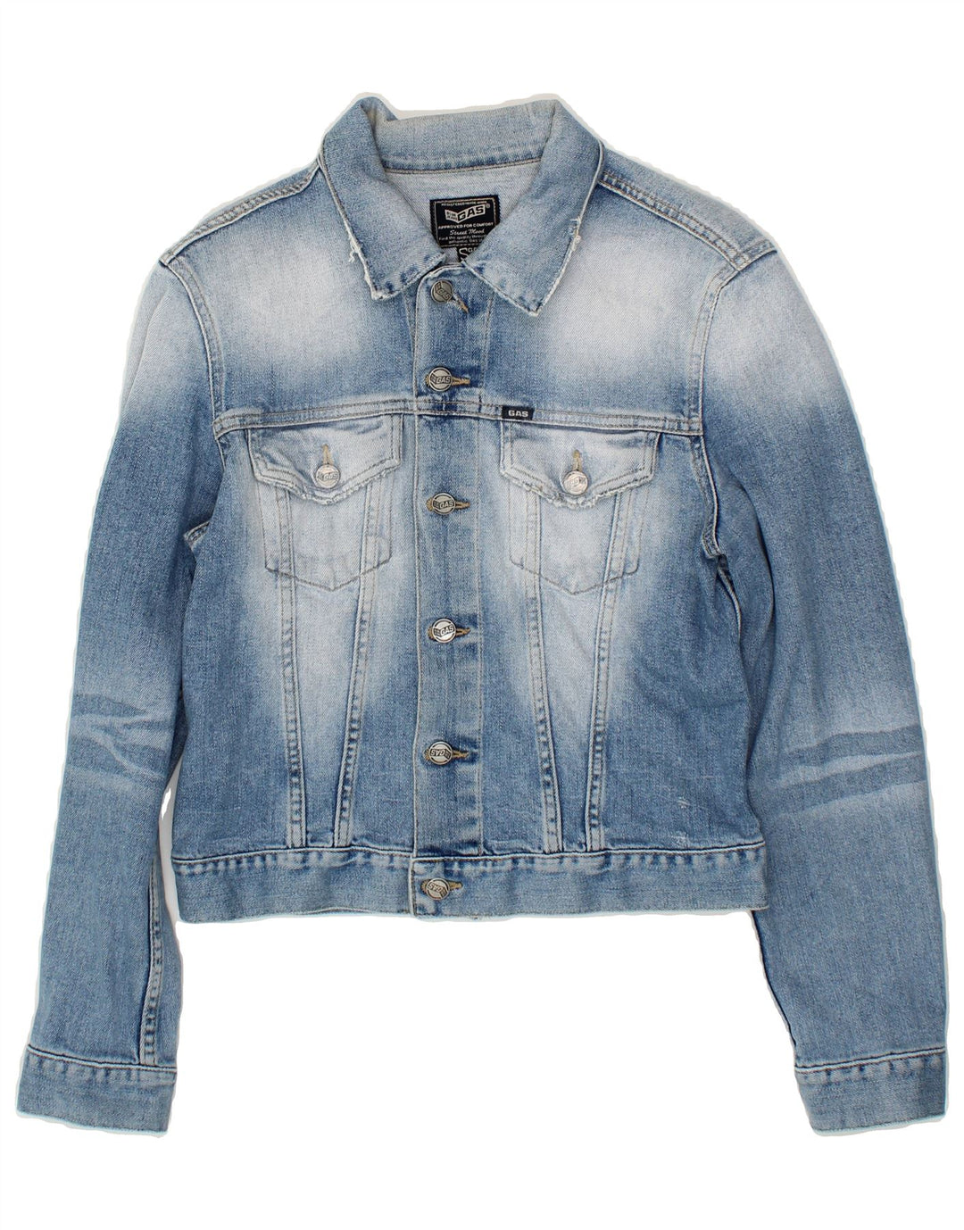 GAS Womens Crop Denim Jacket UK 10 Small Blue Vintage Gas and Second-Hand Gas from Messina Hembry 