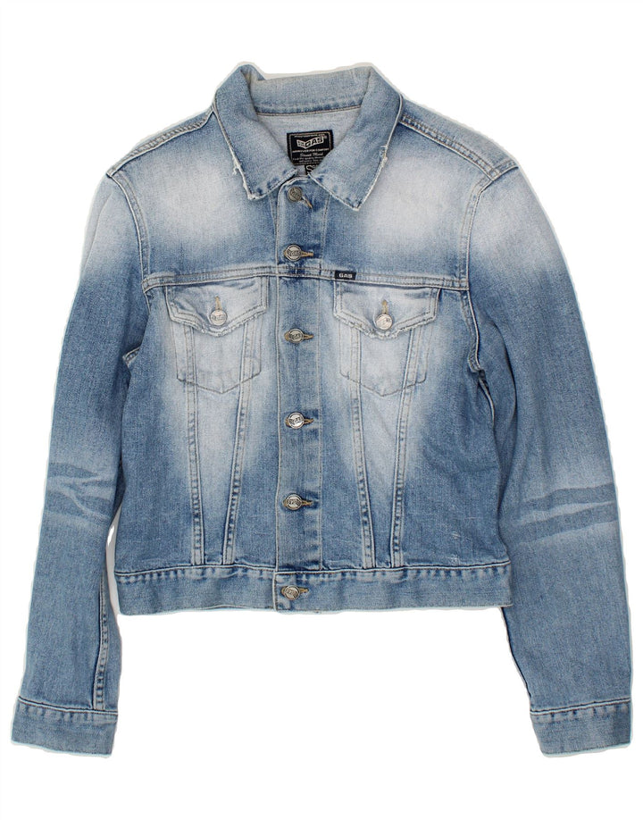 GAS Womens Crop Denim Jacket UK 10 Small Blue Vintage Gas and Second-Hand Gas from Messina Hembry 