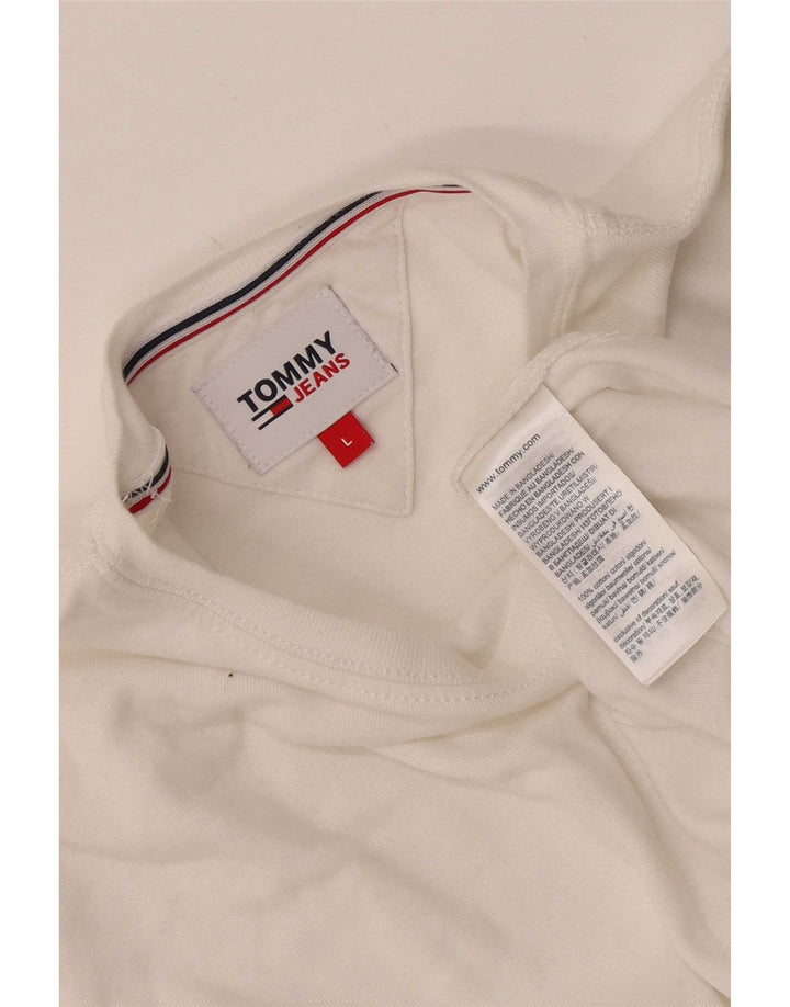 Tommy Hilfiger Uomo Top Manica Lunga Grande Cotone Bianco