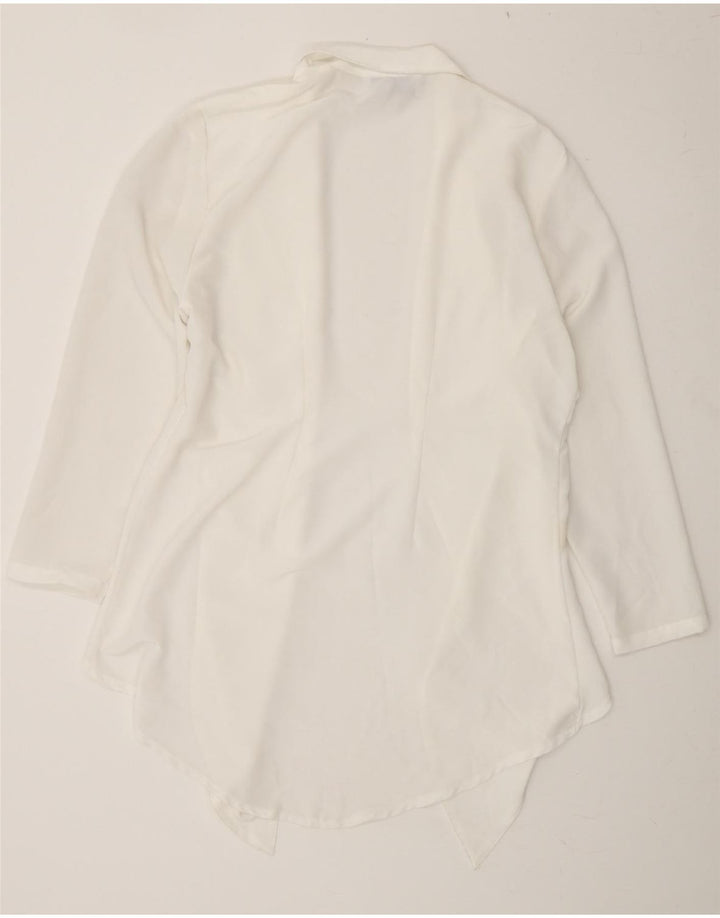 SPORTSTAFF Womens Longline Cardigan Top UK 14 Medium White Polyester Vintage Sportstaff and Second-Hand Sportstaff from Messina Hembry 