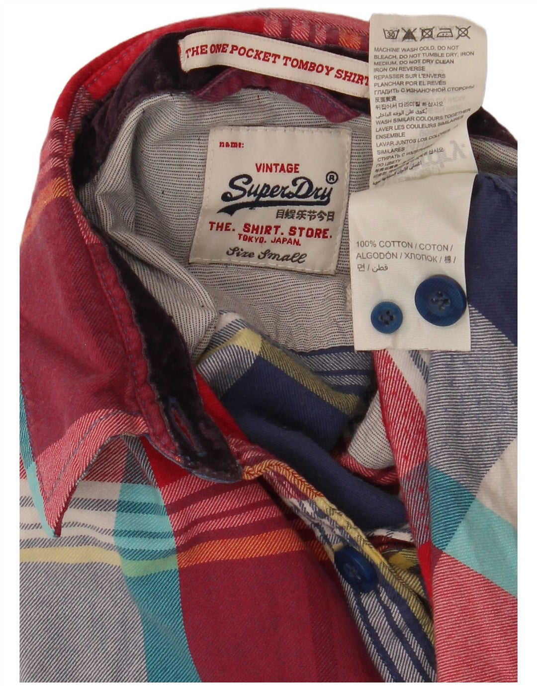 Superdry Womens Flannel Shirt UK 10 Small Multicoloured Check Cotton