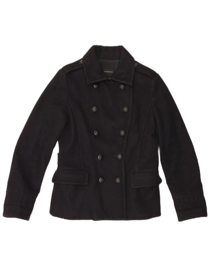 Massimo Rebecchi Womens Pea Coat IT 44 Medium Navy Blue Wool