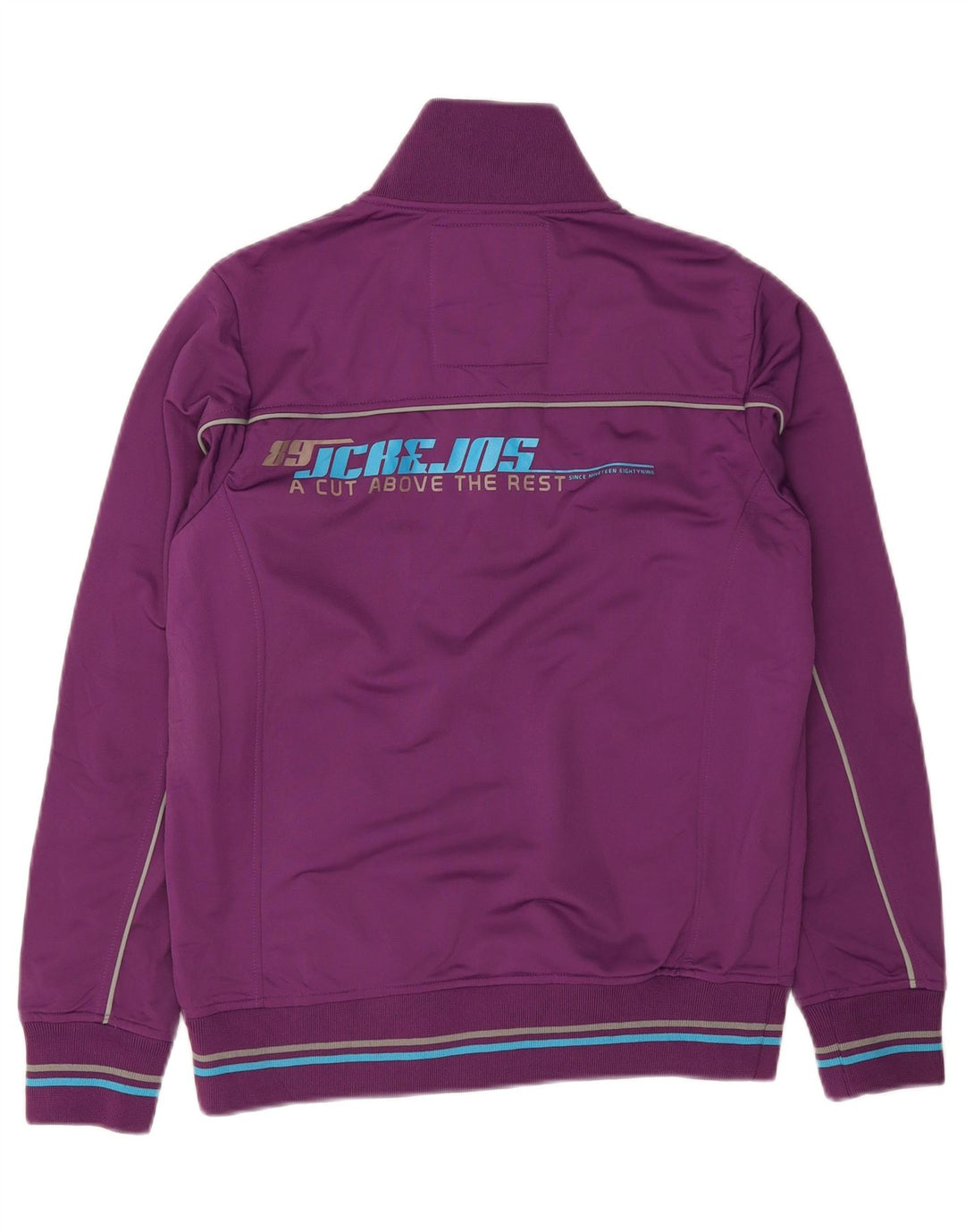 JACK & JONES Mens Graphic Tracksuit Top Jacket Large Purple Polyester