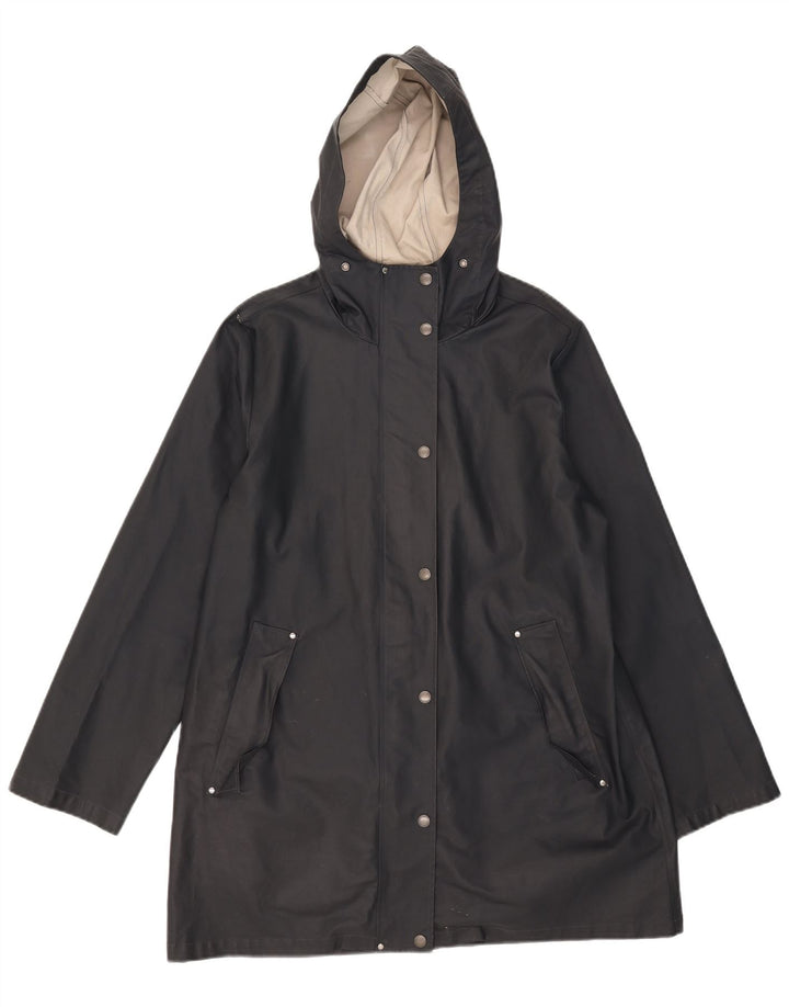 Fat Face Womens Hooded Raincoat UK 14 Large Navy Blue Polyester