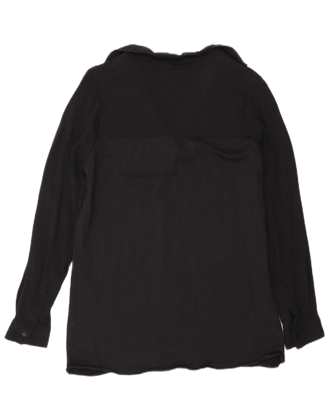 Massimo Dutti Womens Long Sleeve Blouse Top UK 10 Small Black Viscose