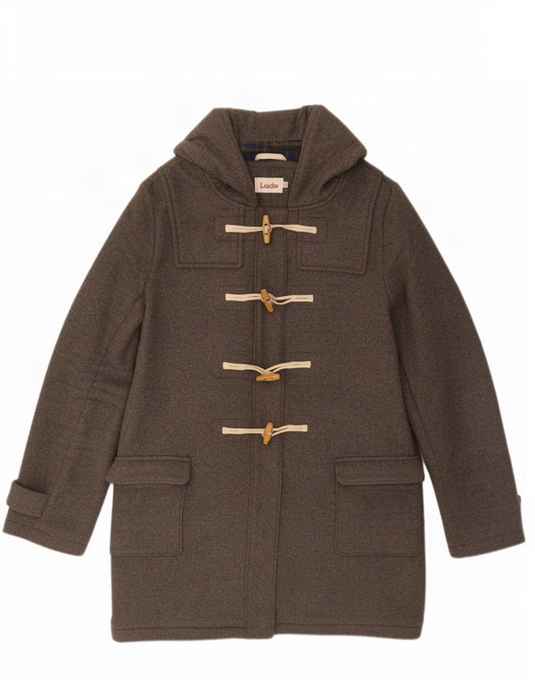 Louche Damen-Dufflecoat mit Kapuze, UK 16, XL, graue Wolle