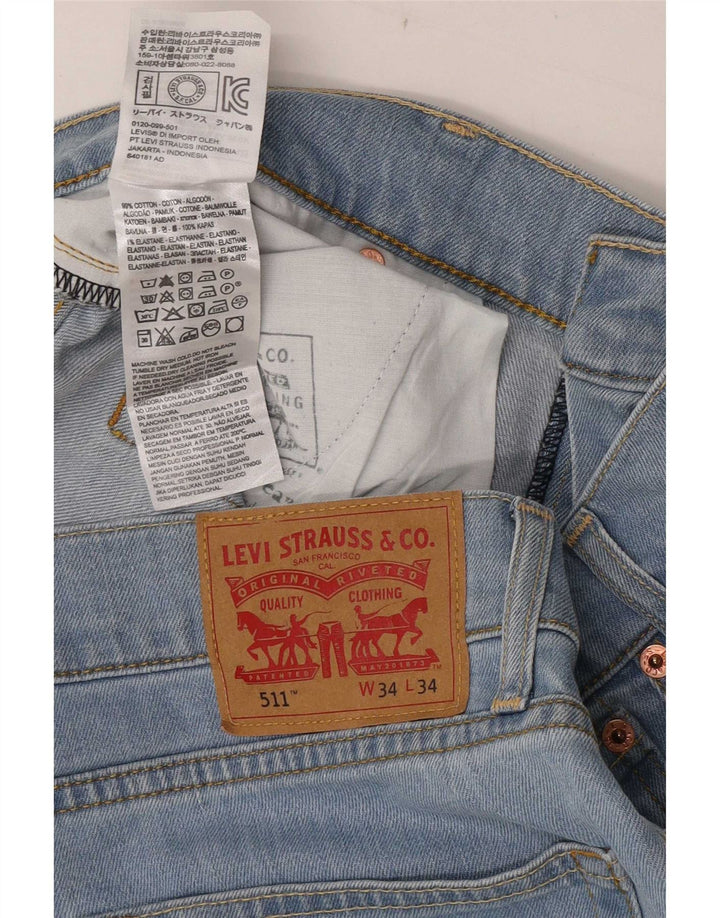 Levi's Womens 511 Slim Jeans W34 L27 Blue Cotton