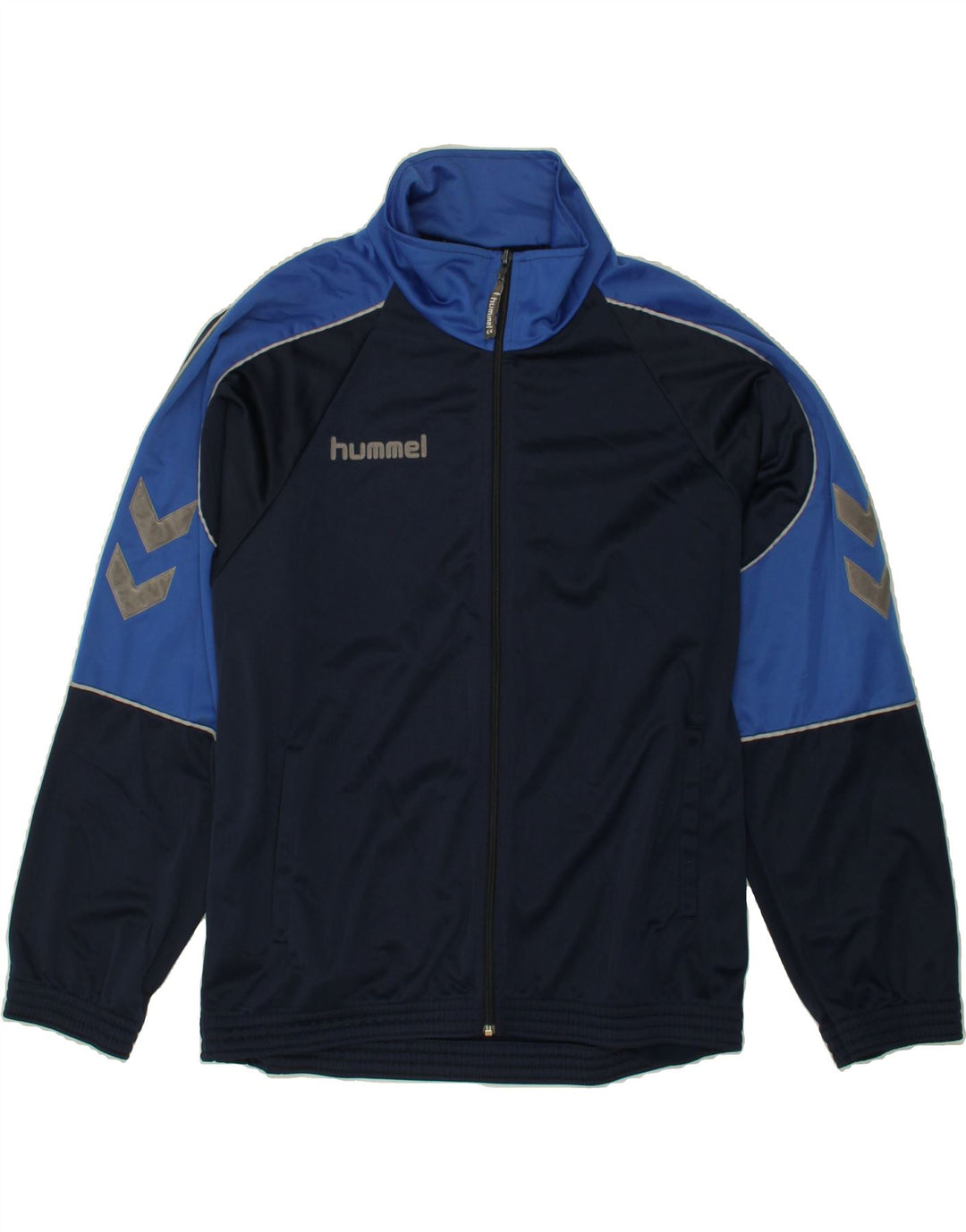 HUMMEL Mens Graphic Tracksuit Top Jacket Medium Navy Blue Colourblock Vintage Hummel and Second-Hand Hummel from Messina Hembry 