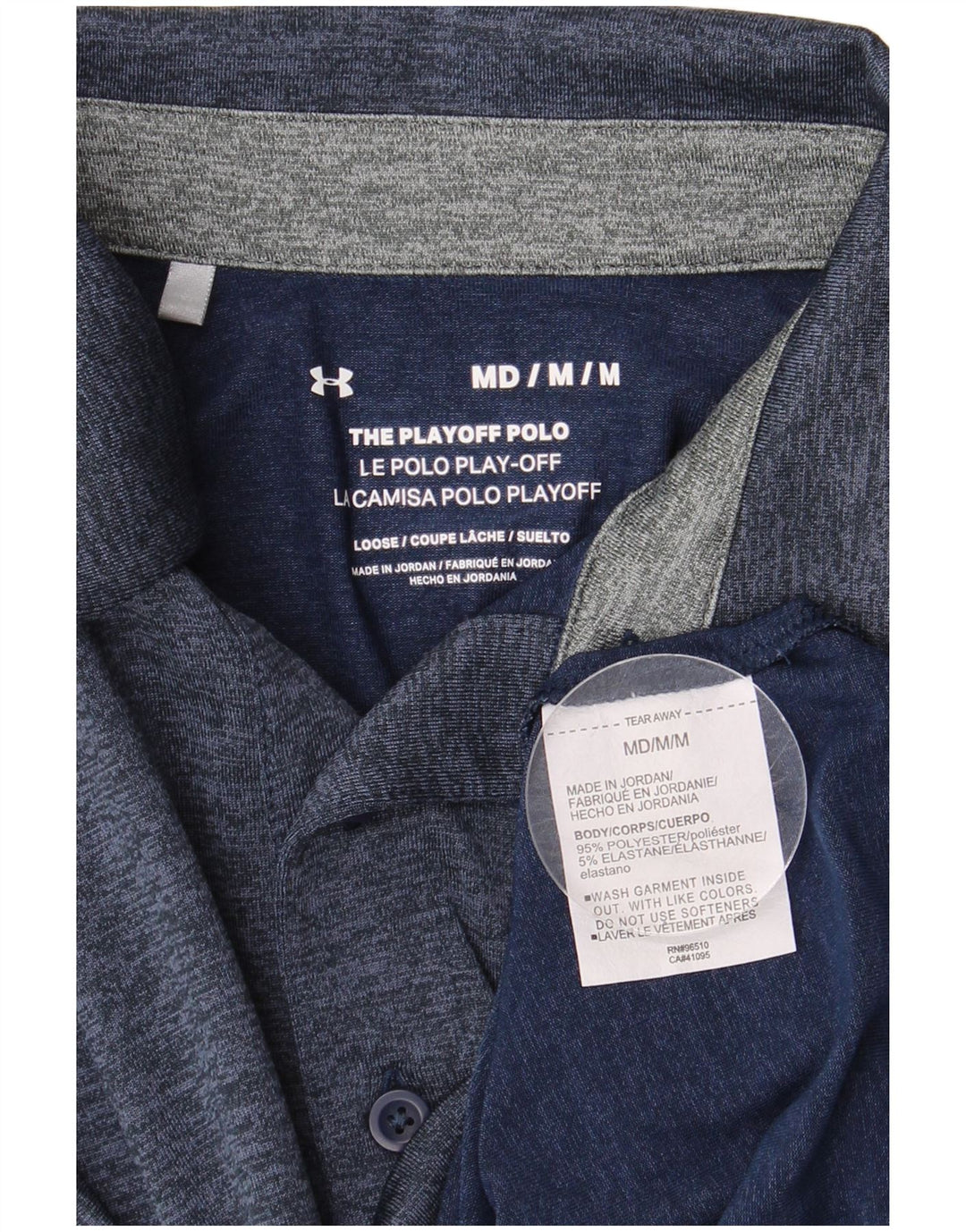 Under Armour Mens Polo Shirt Medium Navy Blue Flecked Polyester