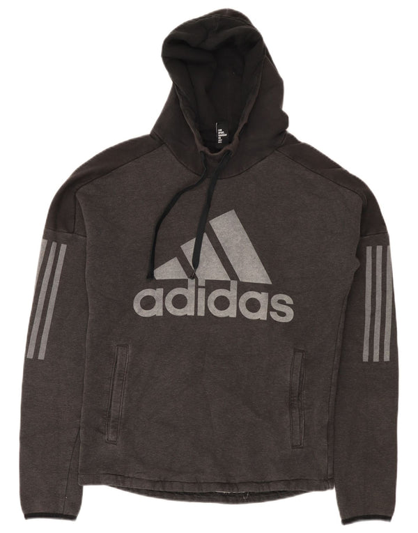 Adidas Mens Graphic Hoodie Jumper XS Grey Colourblock Cotton