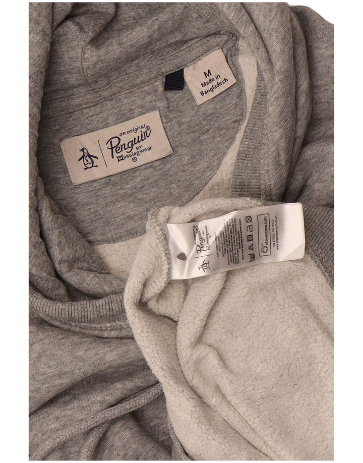 Penguin Mens Hoodie Jumper Medium Grey Cotton