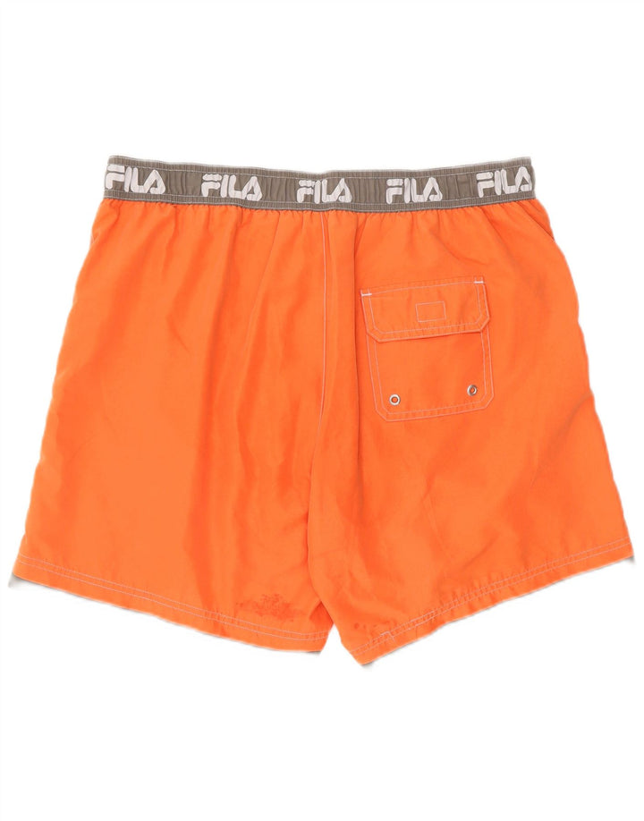 Pantaloncini da bagno grafici da uomo Fila grandi in poliestere color block arancione
